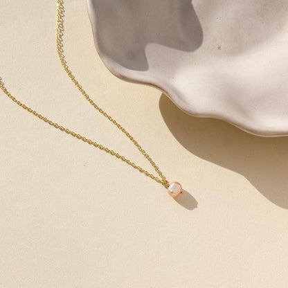 Token Jewelry - Pink Pearl Necklace in 14k Gold Fill or Sterling Silver 