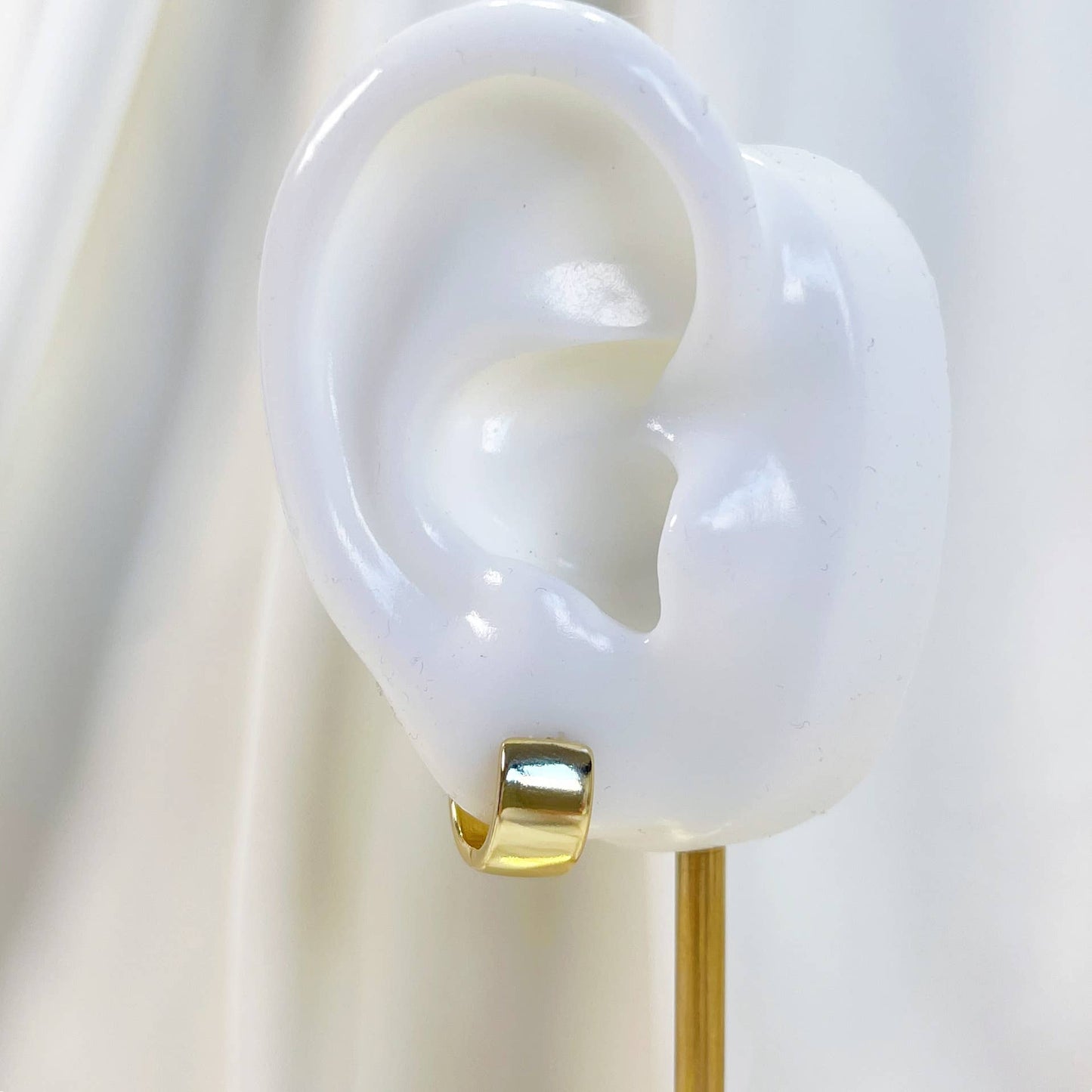 Melange Blanc - E233 wide huggie hoops, gold wide huggie, gold hoops