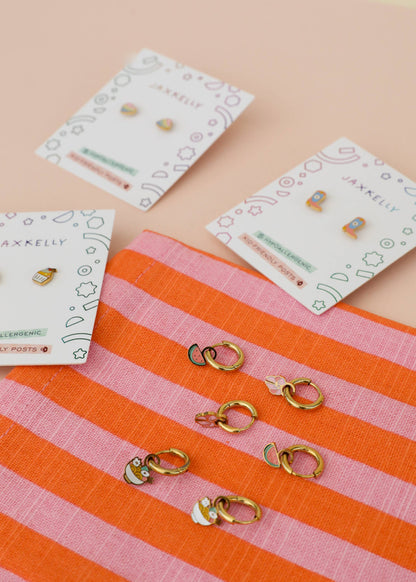 JaxKelly - Heart Enamel Flat Back Kids Earrings