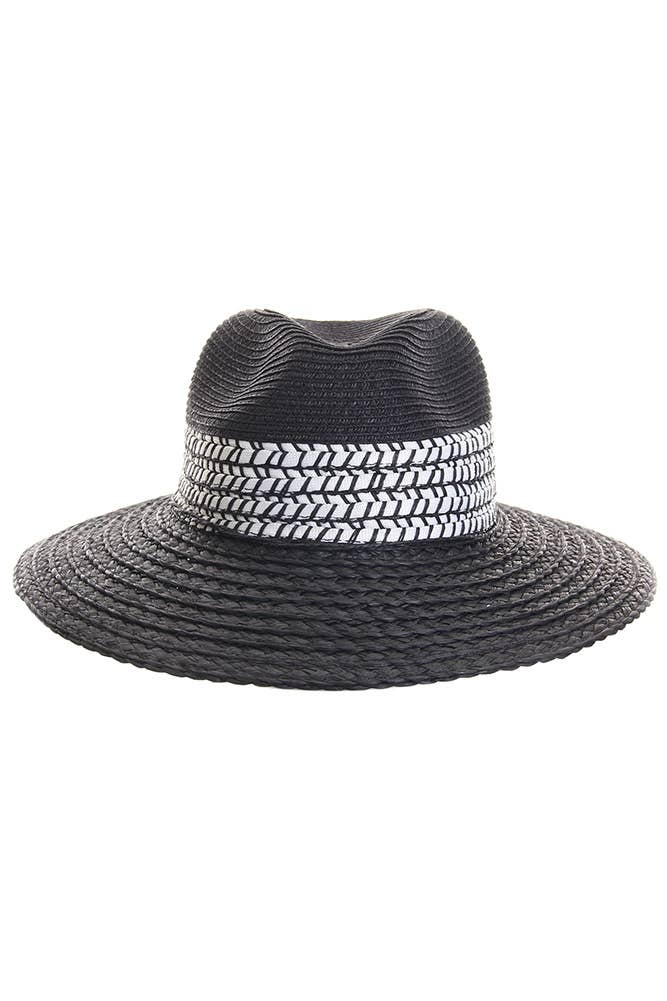 Hana - C.C Paper Straw Panama with Whip Stitches on Woven Trim