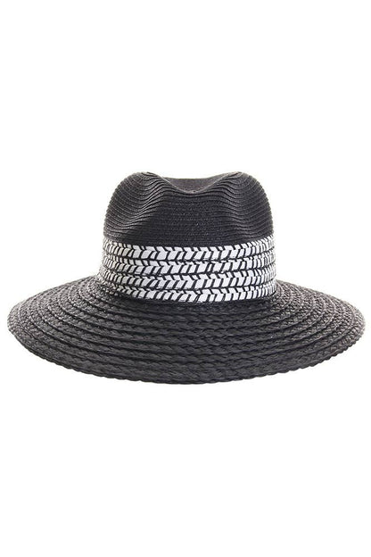 Hana - C.C Paper Straw Panama with Whip Stitches on Woven Trim