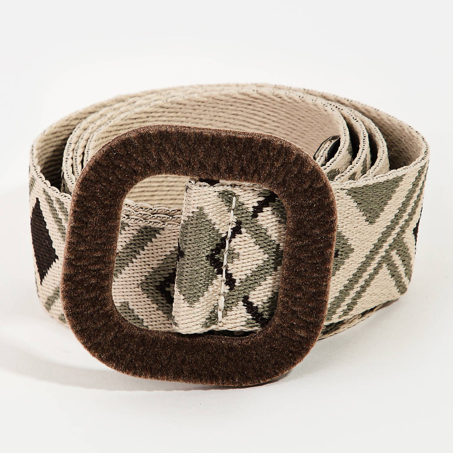 Collections by Fame Accessories - Boho Abstract Pattern Square Buckle Belt