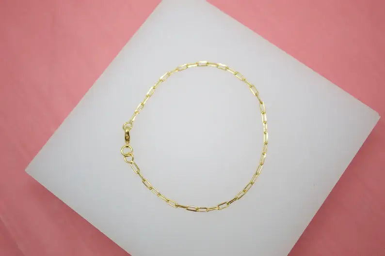 MIA Jewelry - 18K Gold Filled 2mm Paper Clip Link Bracelet (I354)