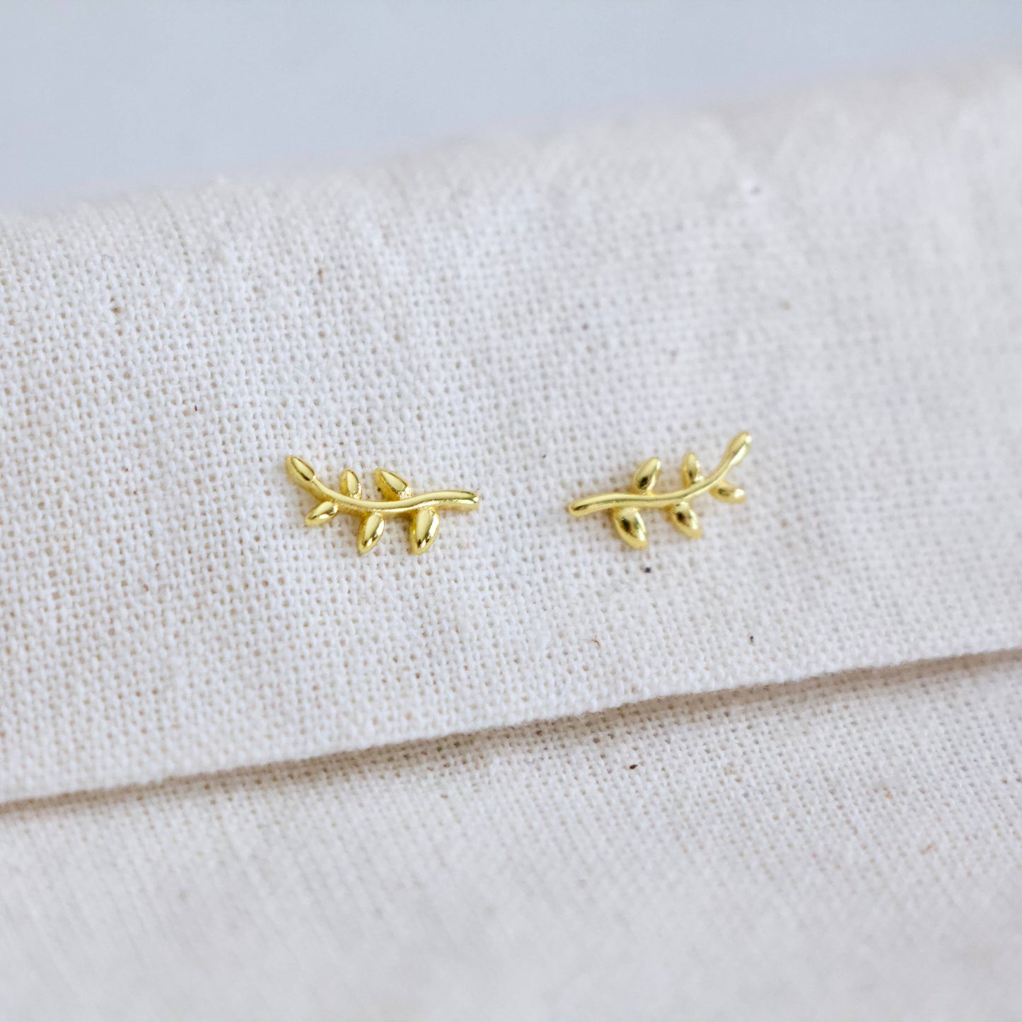Mesa Blue - Dainty Olive Branch Earrings -Hypoallergenic, Sterling Silve