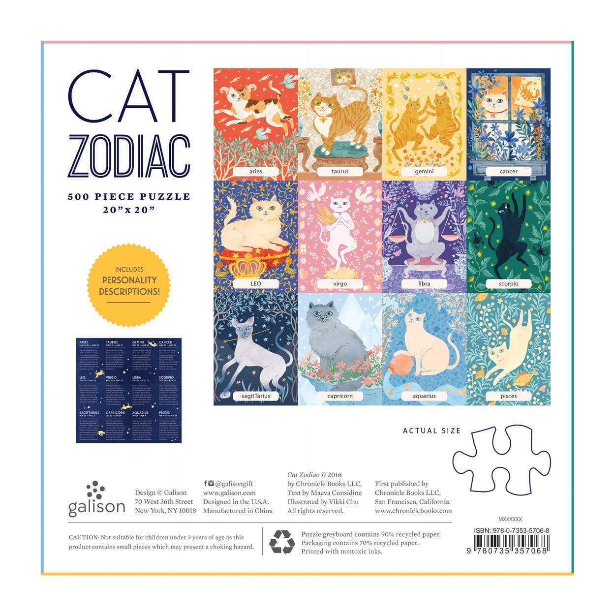 Chronicle Books - Cat Zodiac 500 Piece Puzzle