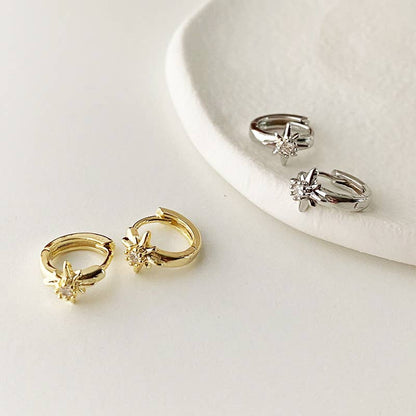 Melange Blanc - E168 star huggie earring, star huggies, star hoop, starburst