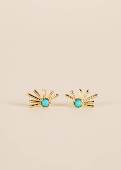 JaxKelly - Sun Ray - Turquoise - Gold Earrings