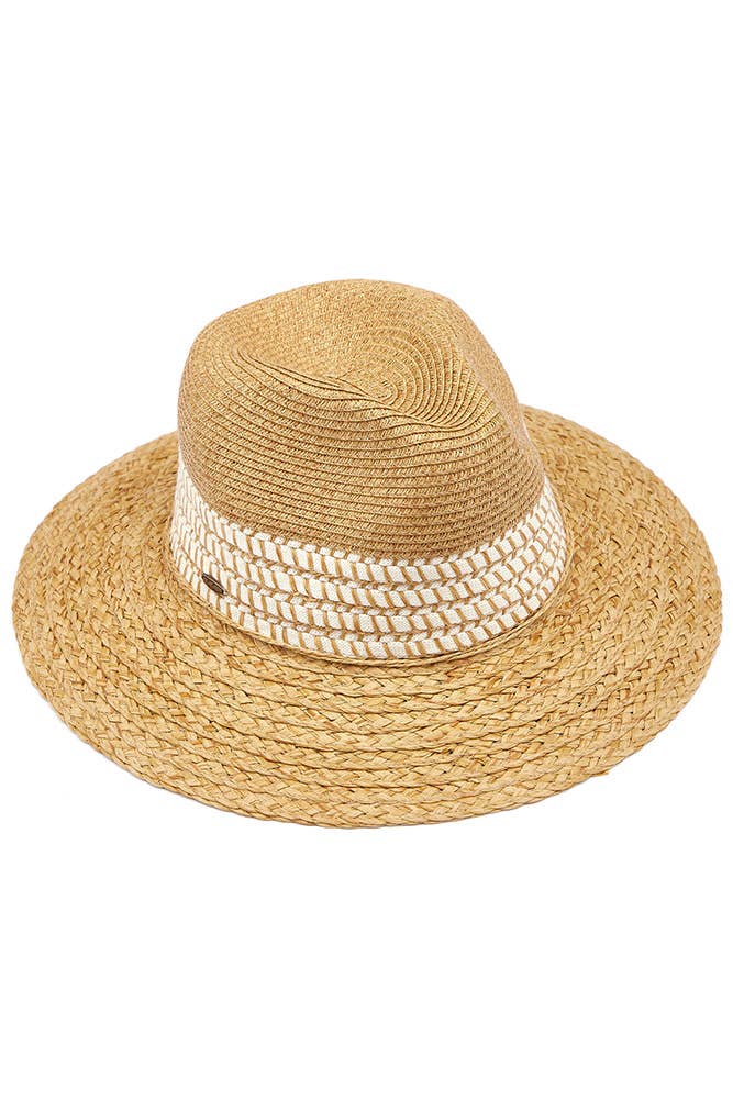 Hana - C.C Paper Straw Panama with Whip Stitches on Woven Trim