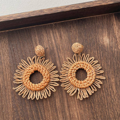 Dipped Shop - Vintage Handwoven Rattan Grass Earrings DP25D776