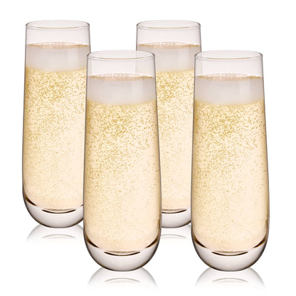 TRUE - Stemless Glass Champagne Flutes - Set of 4