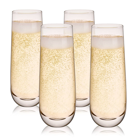 TRUE - Stemless Glass Champagne Flutes - Set of 4