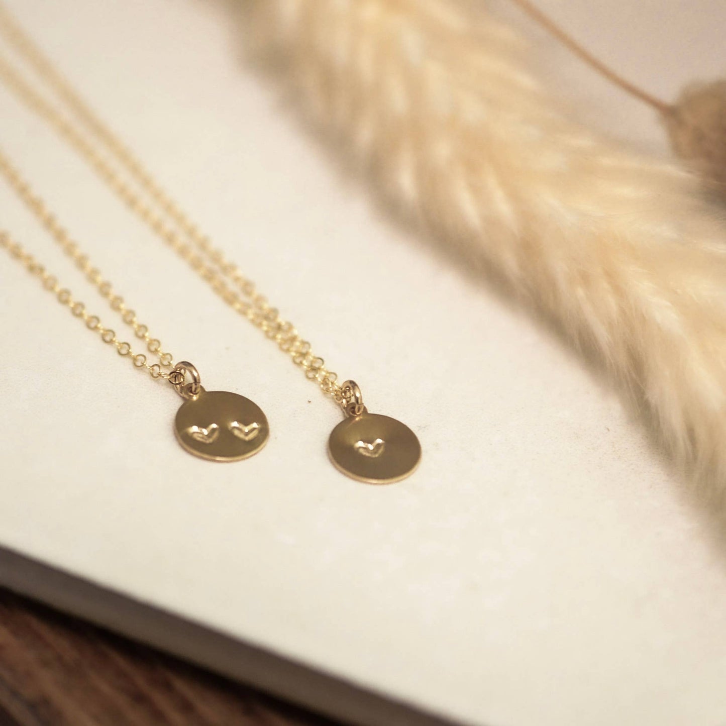 Sela+Sage - Double Heart Necklace, Two Matte Coin Pendant Necklace (2)