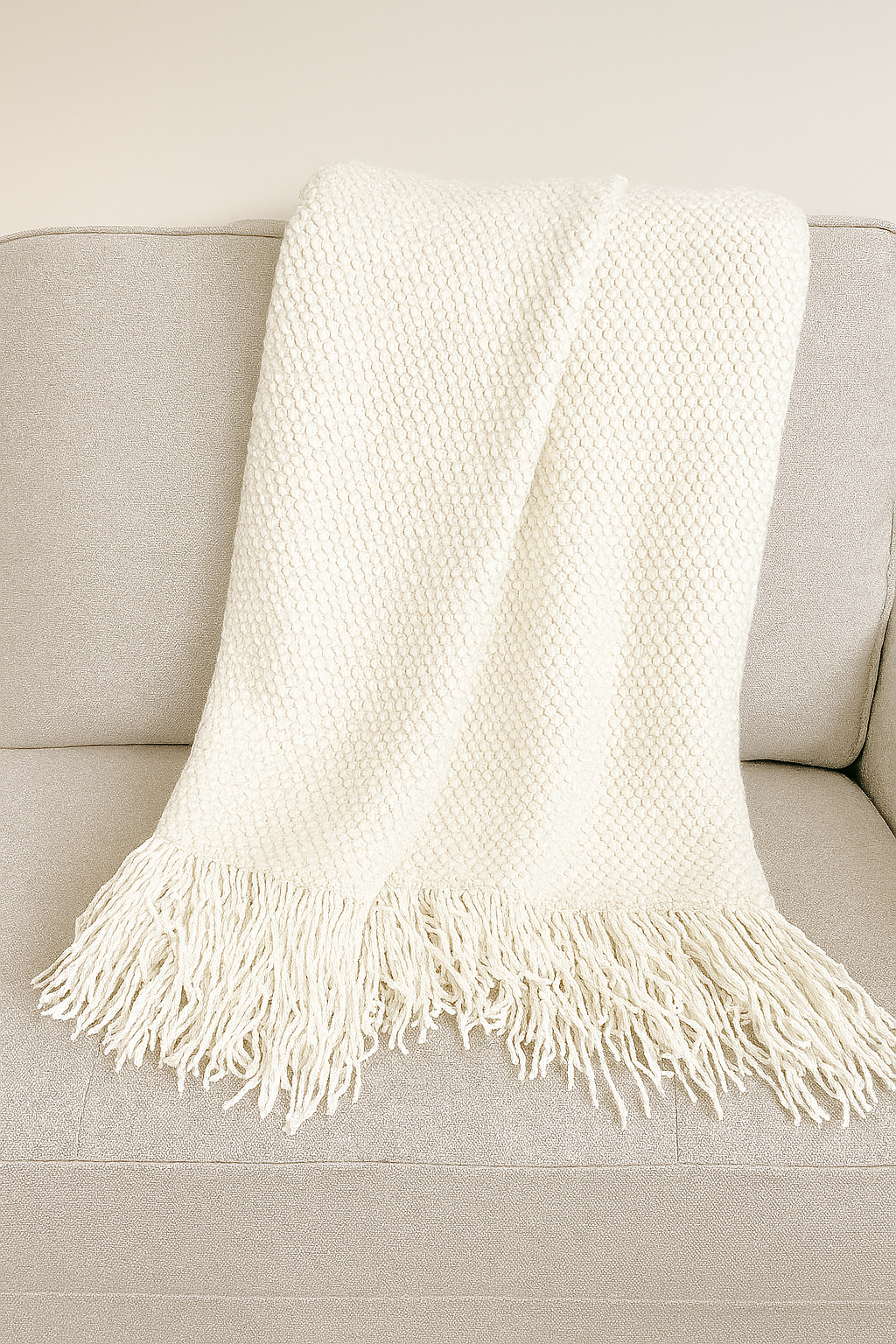 Fennco Styles - Knit Textured 50"x60" Throw Blanket with Fringe
