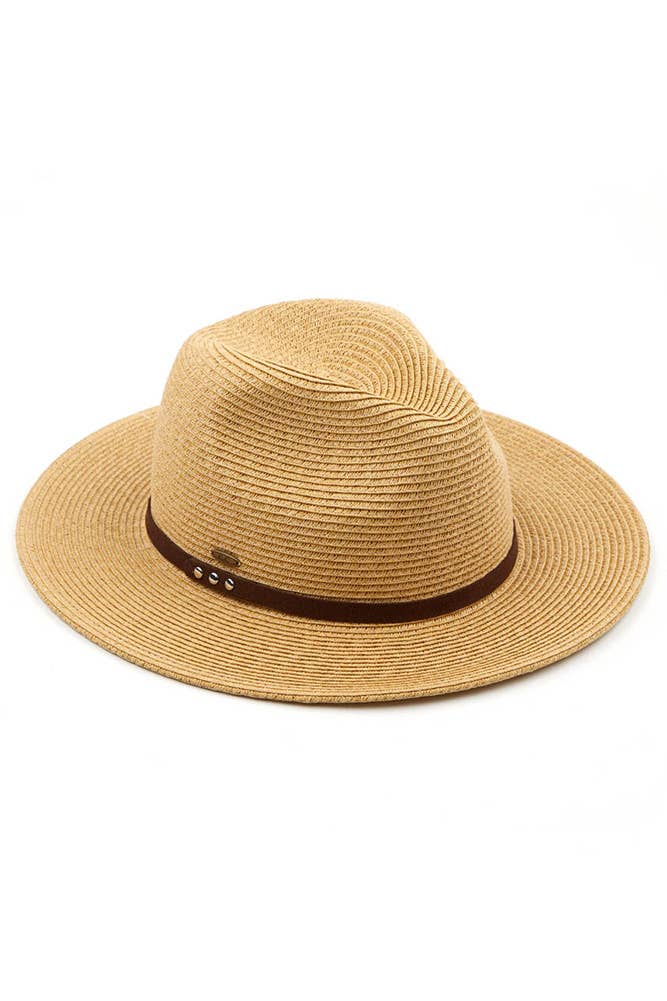 Hana - C.C Suede Band Trim Panama Sun Hat