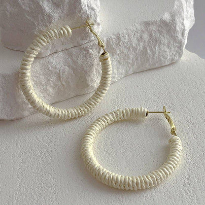 Dipped Shop - Vintage Cool Rattan Circle Hoop Earrings DPJE1719