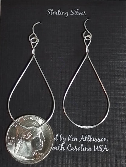 ER395 Ken’s handcrafted jewelry - Sterling Silver Twist/Medium Tear Drop