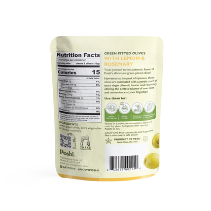 POSHI - Poshi Snacks - Lemon & Rosemary Pitted Green Olives 1.1oz/10