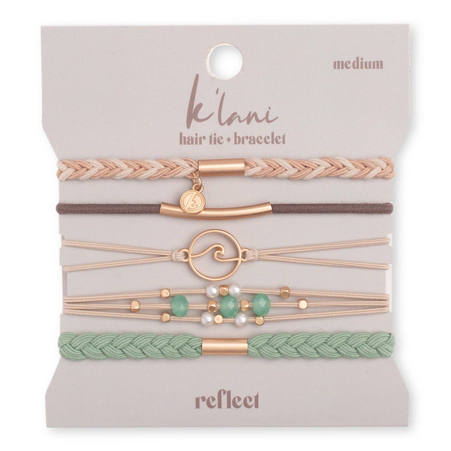 K'lani hair tie bracelets - "Reflect" Gold Wave with Beachy Neutrals Hair Tie Bracelets