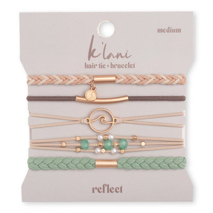 K'lani hair tie bracelets - "Reflect" Gold Wave with Beachy Neutrals Hair Tie Bracelets