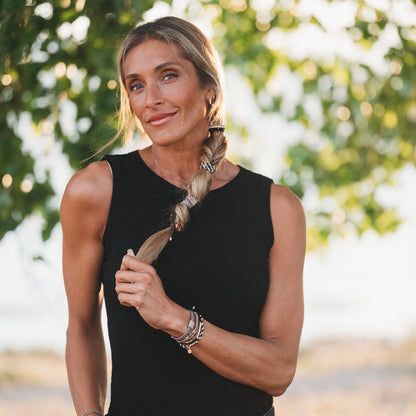 K'lani hair tie bracelets - "Ember" Tortoise Shell Ring Charm with gold, browns and neutrals.