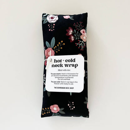 The Bohemian Box Shop - Hot & Cold Therapy Neck Wrap - Sweet Floral On Black