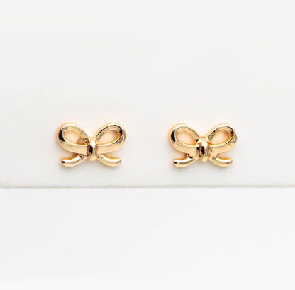 Bella Rey jewelry - The Lela bow 18k gold plated stud earrings dainty