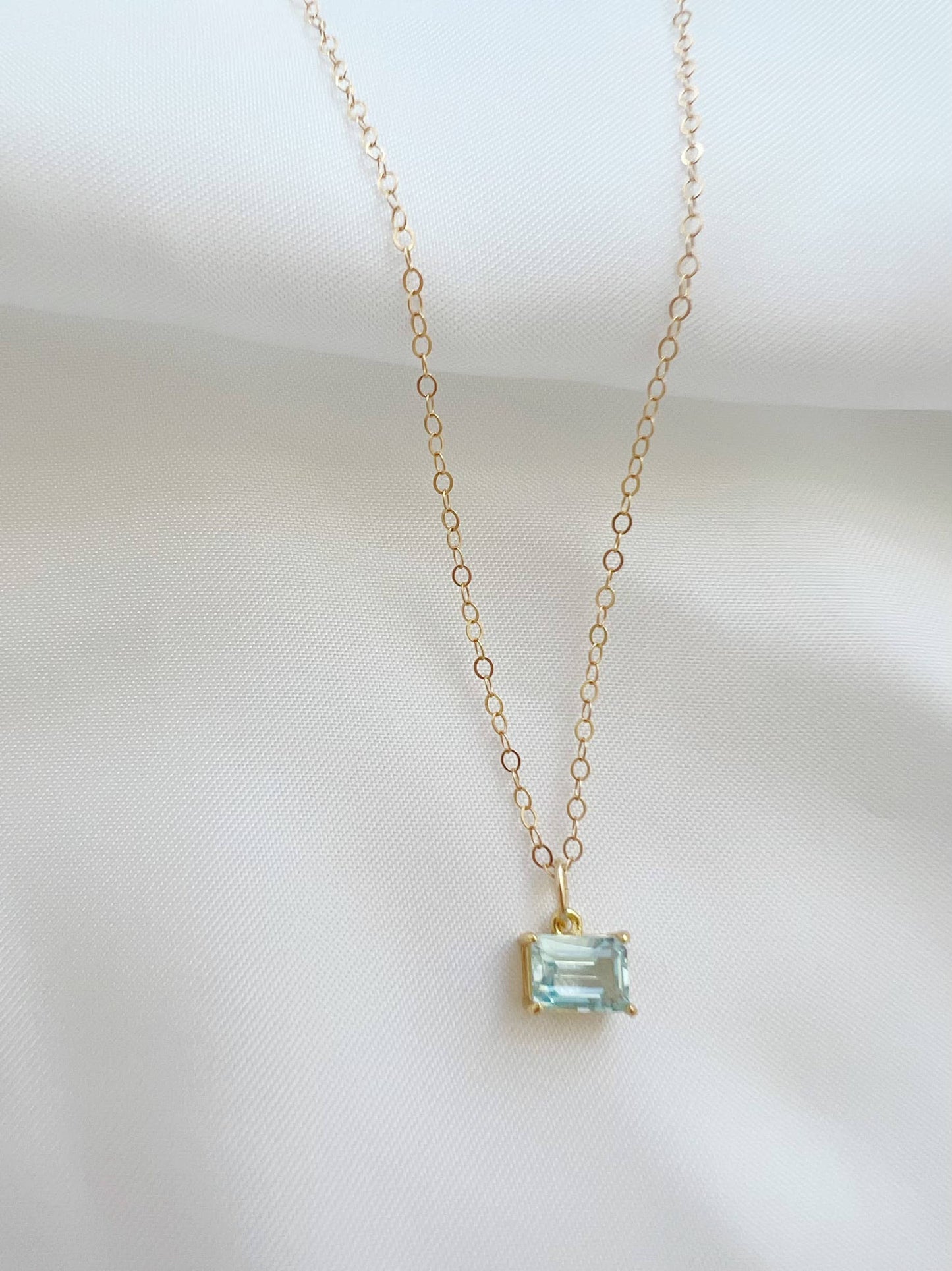 True by Kristy Jewelry - Everly Light Blue Aquamarine CZ Necklace Gold Filled