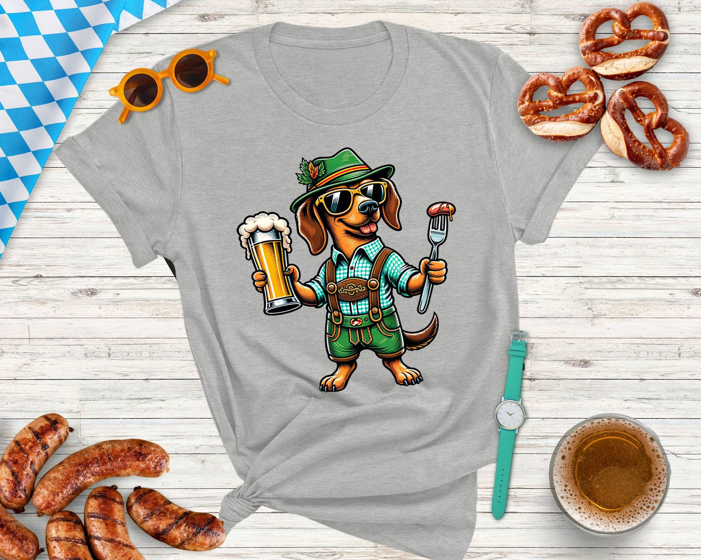 Vivtrek - Oktoberfest Dachshund Lederhose Shirt, Weiner Dog Shirt