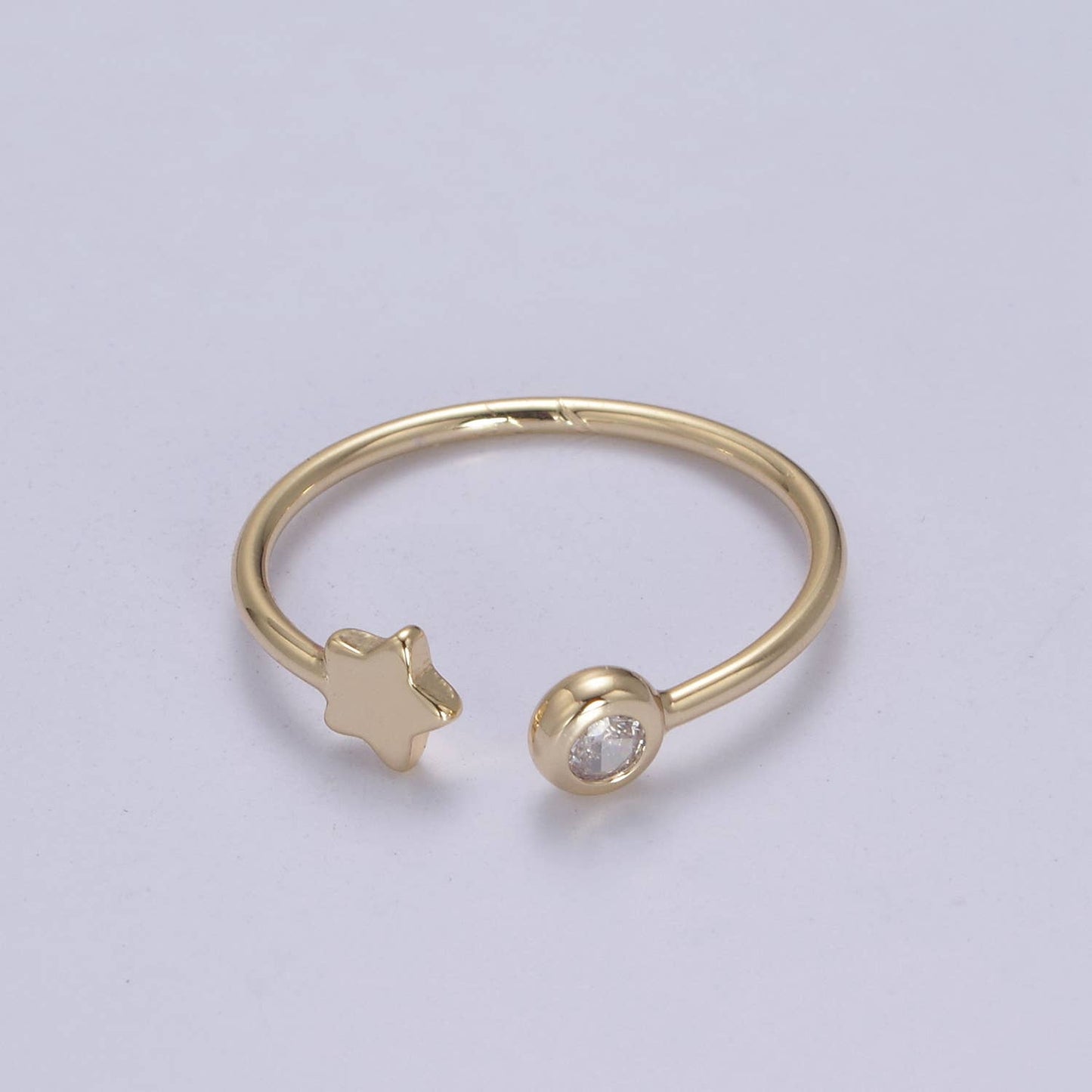 Aim Eternal - Dainty Celestial Mini Star & CZ Stone Adjustable Open Ring