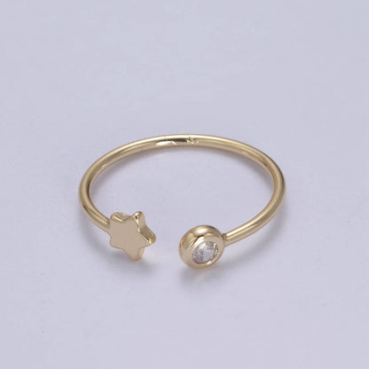 Aim Eternal - Dainty Celestial Mini Star & CZ Stone Adjustable Open Ring