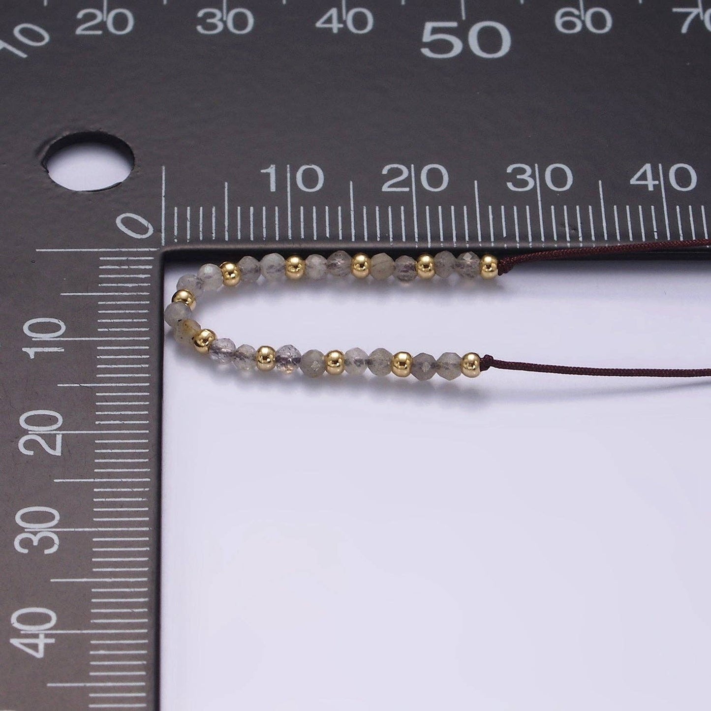Aim Eternal - 14K Gold Filled Gray Jasper Multifaceted Brown Rope Adjustable Friendship Bracelet | WA-2178 ~ WA-2180