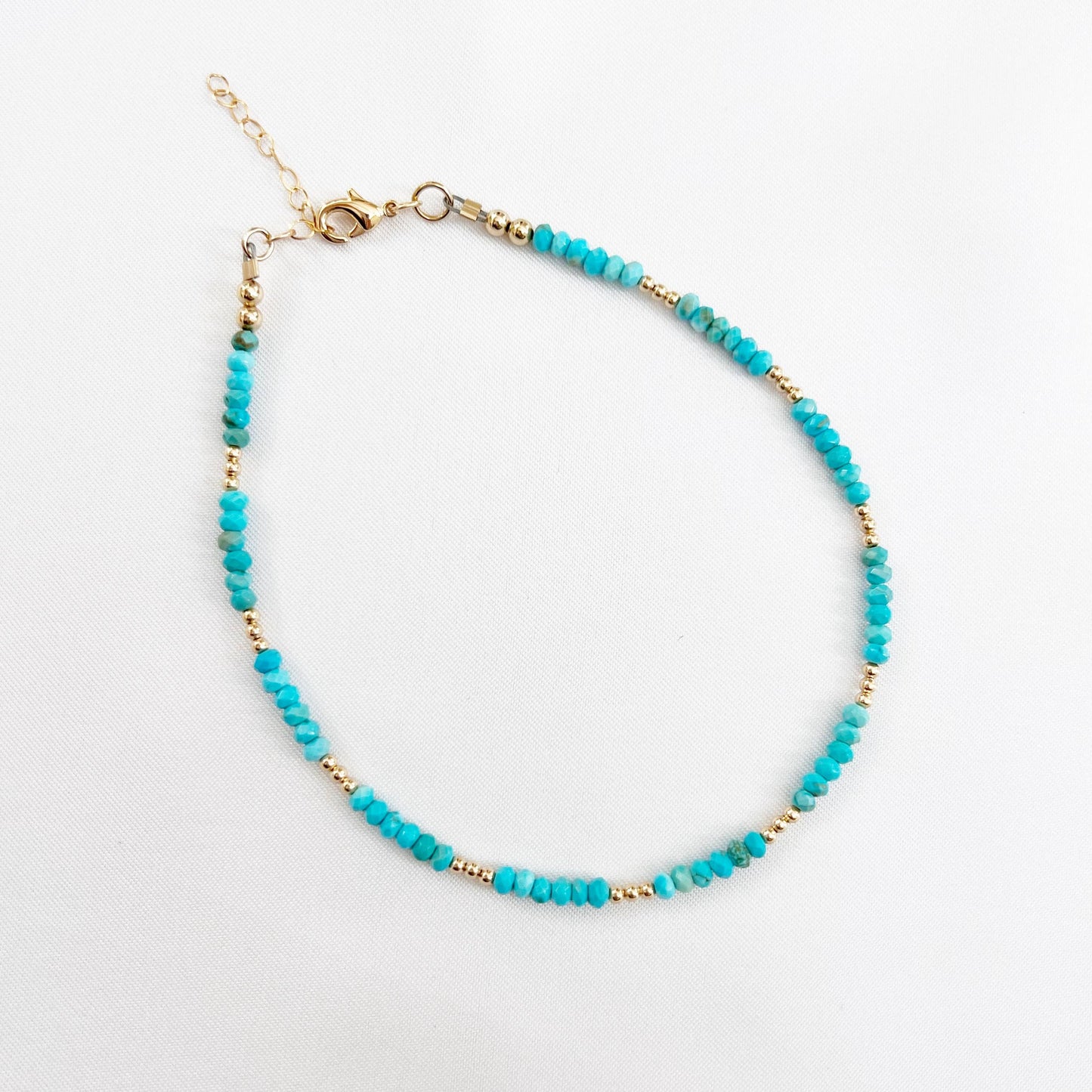 True by Kristy Jewelry - Free Spirit Danity Turquoise Beaded Gold Filled Anklet