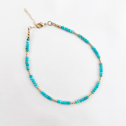 True by Kristy Jewelry - Free Spirit Danity Turquoise Beaded Gold Filled Anklet