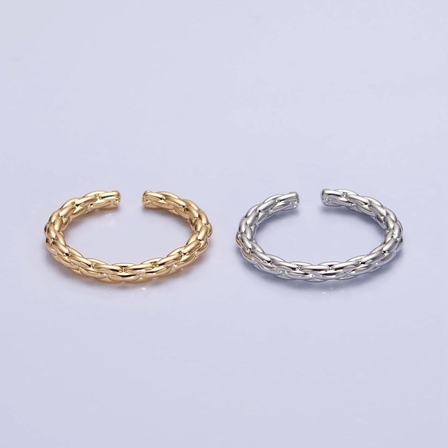 Aim Eternal - Dainty Gold Rope Ring Open Adjustable Silver Thin Ring