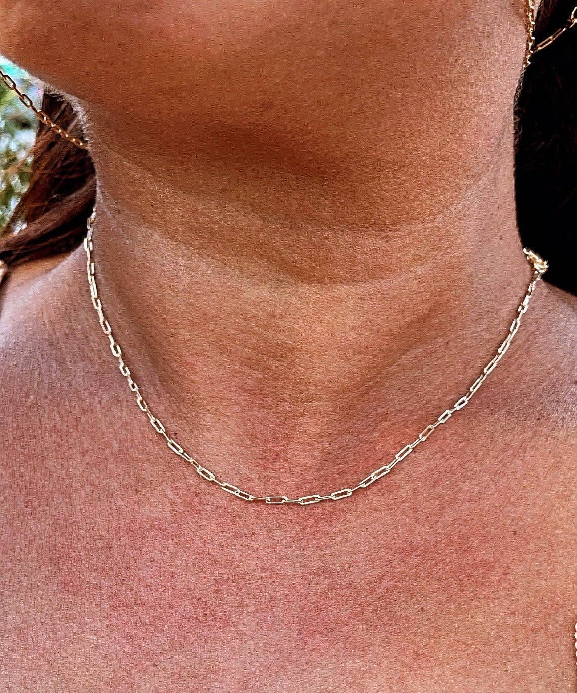 Milie Jewels - 18k Gold Filled 2mm Dainty Paper Clip Chain Necklace for Who