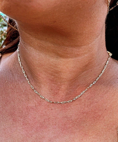 Milie Jewels - 18k Gold Filled 2mm Dainty Paper Clip Chain Necklace for Who