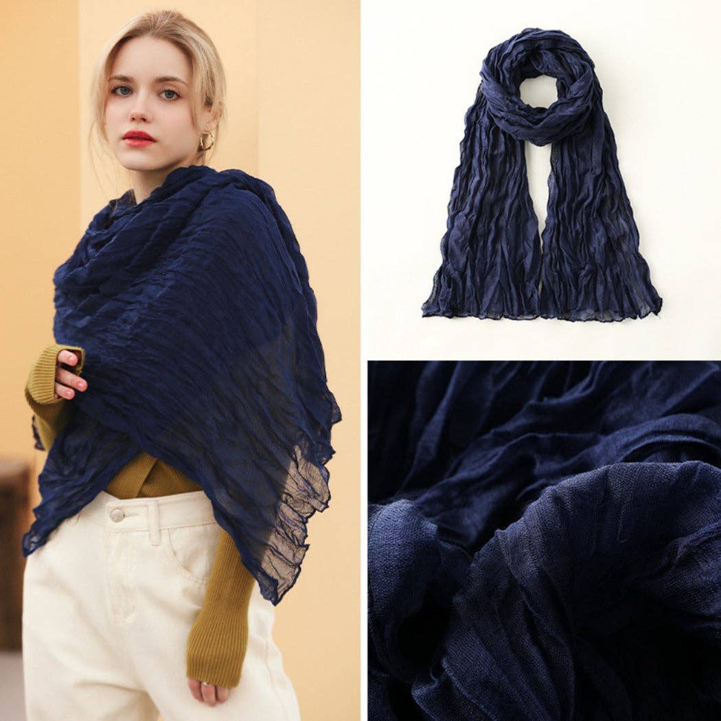 Funkyrel® Atzbranding Limited - Scarvii - Solid Color Lightweight Ruched Scarf