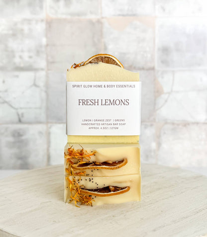 Spirit Glow Home & Body Essentials - Fresh Lemons - Handcrafted Artisan Soap Bar