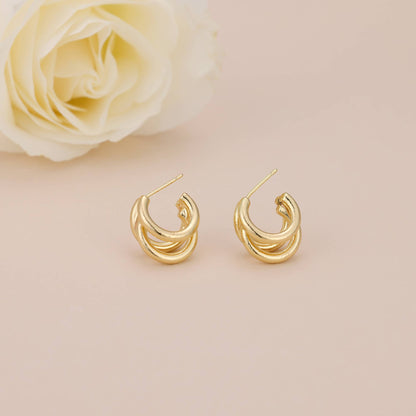 Melange Blanc - E117 triple hoop earrings, gold hoops, hoop earrings