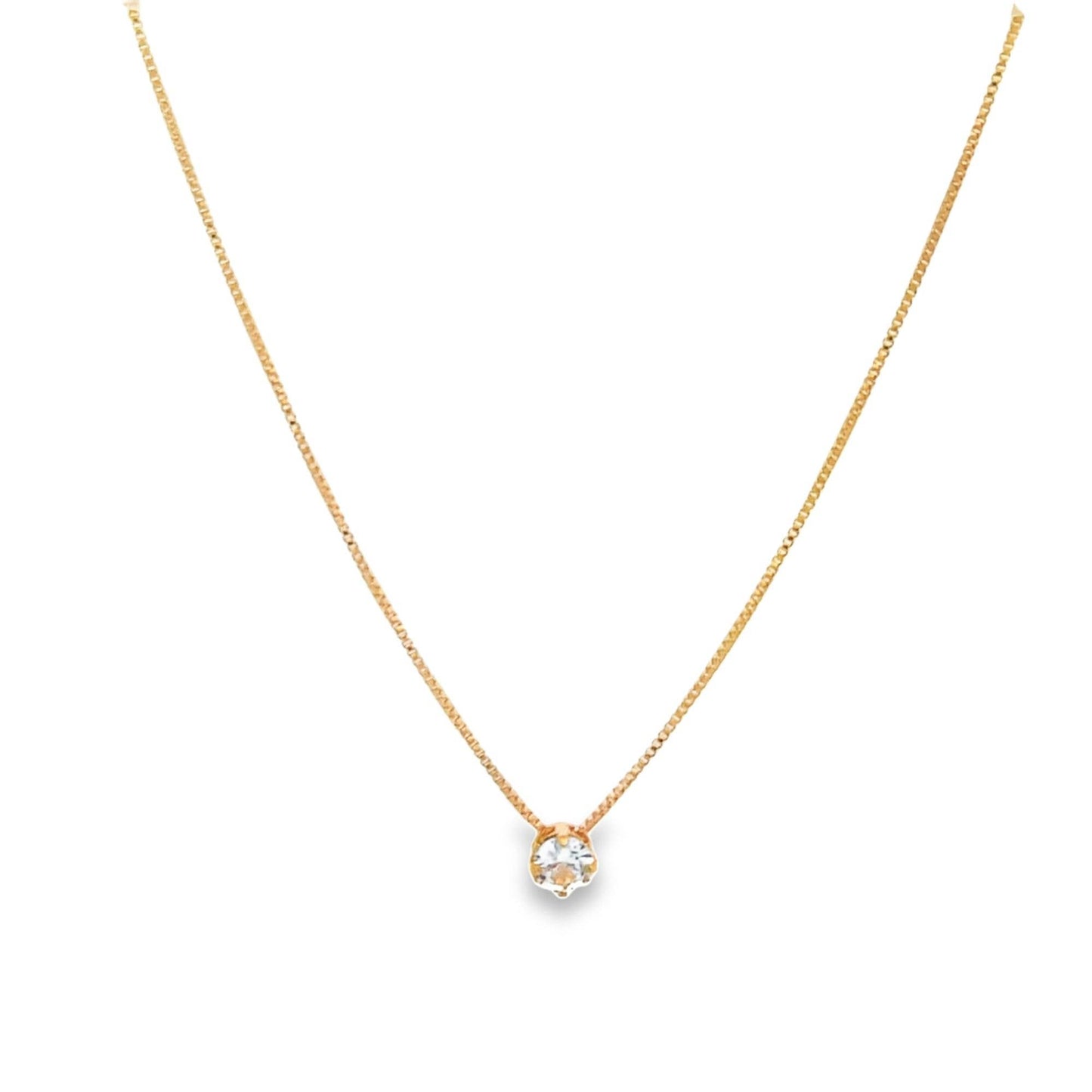 MIA Jewelry - Round CZ Stone Charm Dainty Box Necklace (G169)