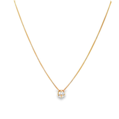 MIA Jewelry - Round CZ Stone Charm Dainty Box Necklace (G169)