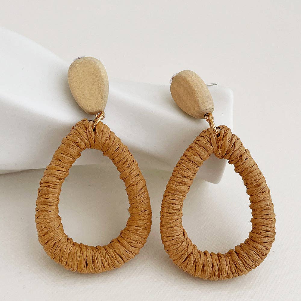 Dipped Shop - Vintage Elegant Wooden Rattan Earrings DPJE1721