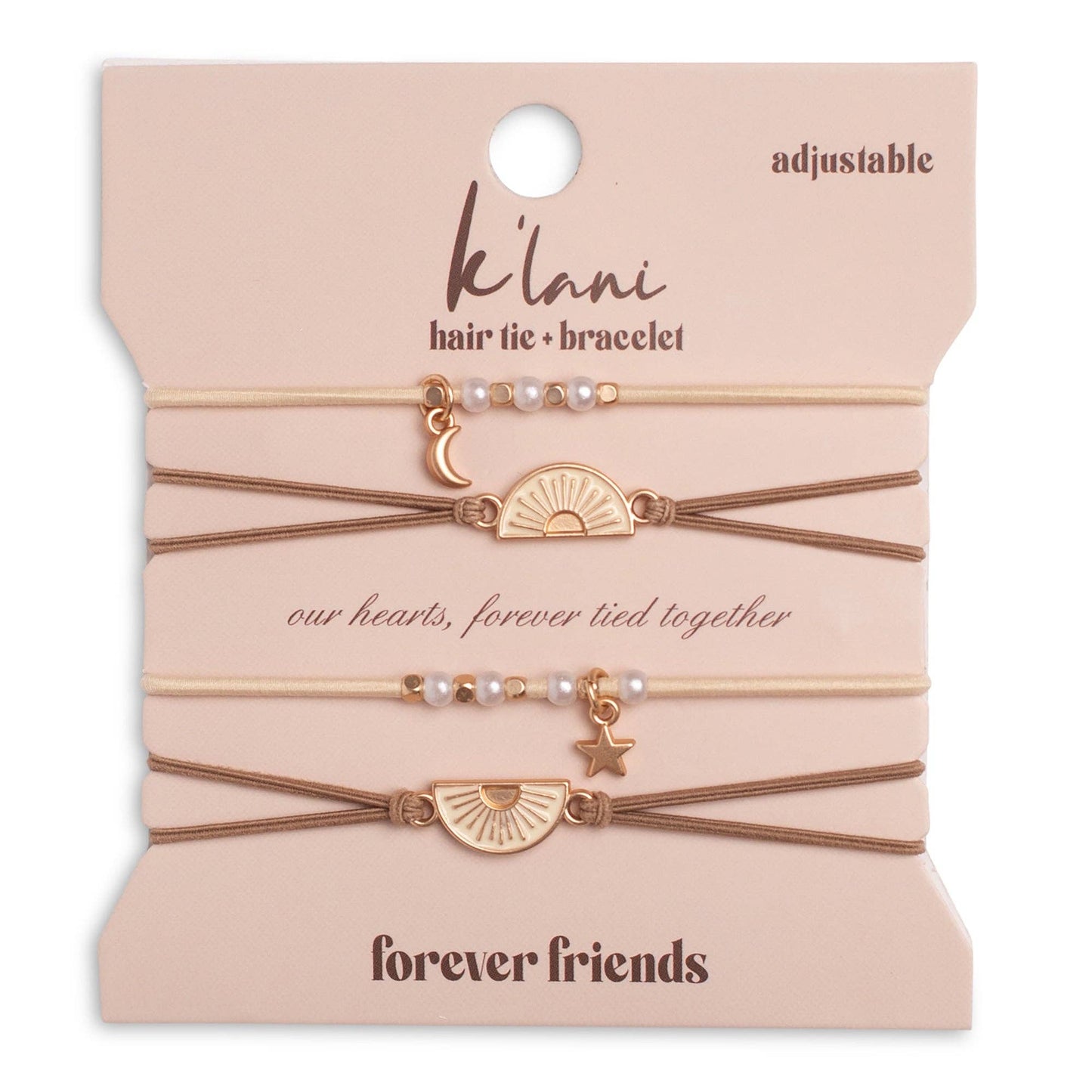 K'lani hair tie bracelets - "Forever Friends" Neutral Sun Friendship Hair Tie Bracelets