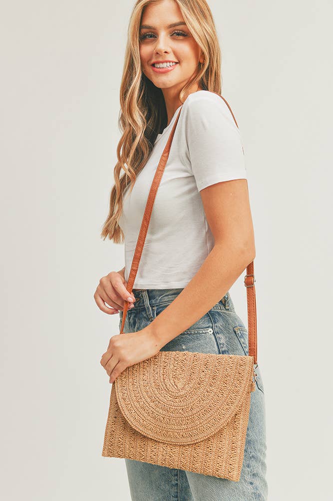 Hana - Straw Envelope Crossbody and Clutch Bag