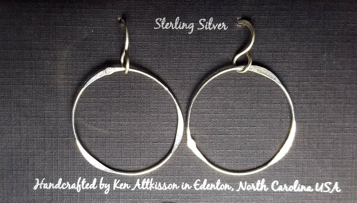 ER05 Ken’s handcrafted jewelry - Sterling Silver Earrings Large Circle