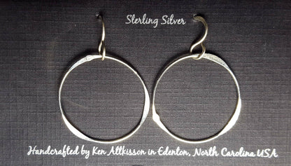 ER05 Ken’s handcrafted jewelry - Sterling Silver Earrings Large Circle