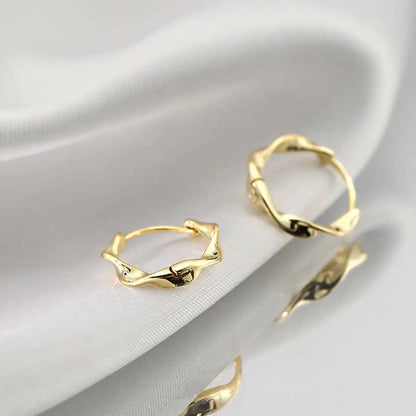 Melange Blanc - Ariel twisted huggie hoop earrings, twist hoop earrings