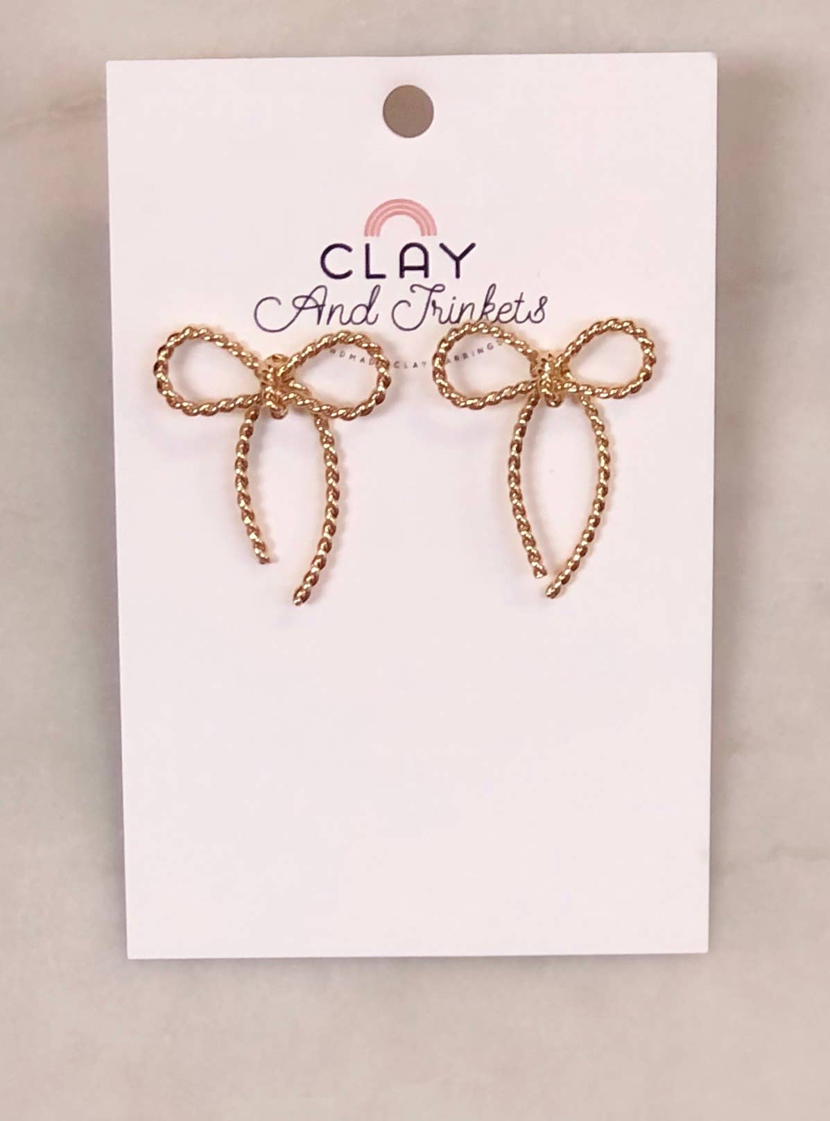 Clay and Trinkets - Bow Studs(long version)Earrings