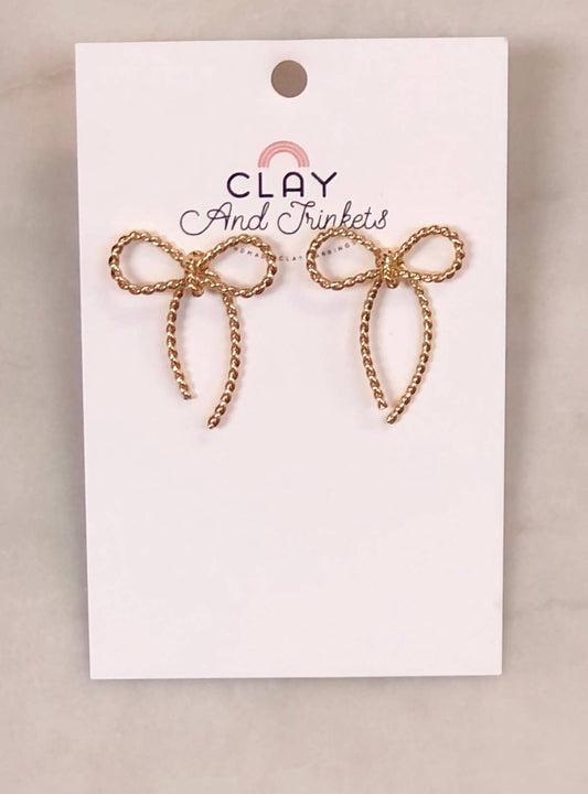 Clay and Trinkets - Bow Studs(long version)Earrings