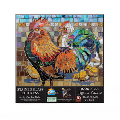SunsOut - 5316 Stained Glass Chickens 1000 pc Puzzle